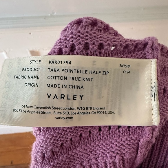 Varley Tara pointelle half zip knit pullover NWT size small - Picture 6 of 8
